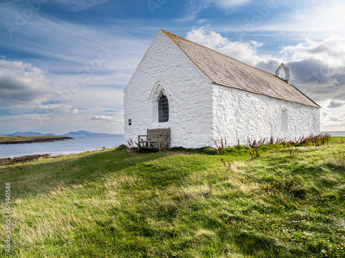St Cwyfan's Church. Anglesey.  St Cwyfan's Church, also known as the Church in the Sea, is a captivating medieval church situated on the tiny island of Cribnau in Anglesey.