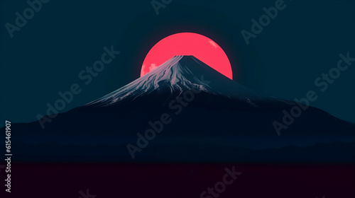 Mount Fuji in cool samurai style