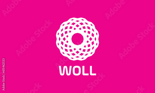 Fototapeta Naklejka Na Ścianę i Meble -  Logo vector circle wool ball white color minimalist design symbol textile cotton business