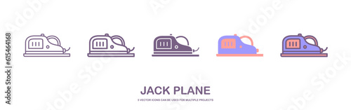 Planed wood board a plane. Repair tool. Joinery or carpentry instruments. jack plane. Woodworking process vector illustration. Handmade with jackplane isolated on white.