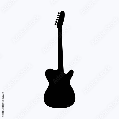 Electric Guitar. Amplified instrument, magnetic pickups, rock and roll, distorted tones, shredding solos, power chords, electric sound. Vector line icon for Business and Advertising