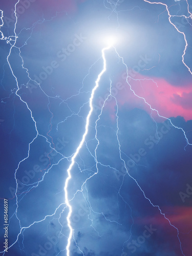 Thunder, lightning and rain at summer night