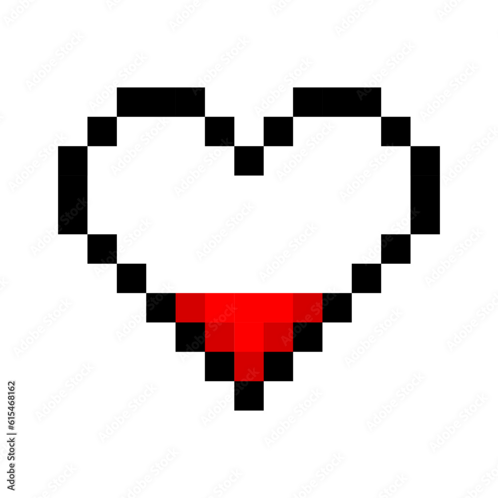 Pixelated Heart Icon. Digital love, affection, romance, emotions, technology, pixel art, retro, nostalgia, digital expression, symbol, 8-bit. Vector line icon for Business and Advertising