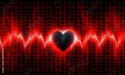 Abstract heartbeat or cardiogram in the form of a line, dot and polygon. Digital music sound vector network. wireframe curve of cardiac rhythm...