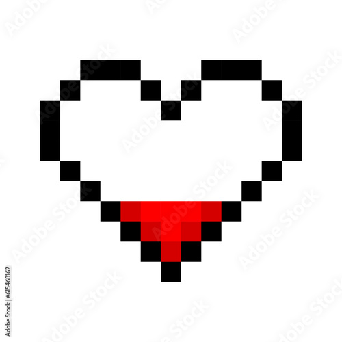 Pixelated Heart Icon. Digital love, affection, romance, emotions, technology, pixel art, retro, nostalgia, digital expression, symbol, 8-bit. Vector line icon for Business and Advertising