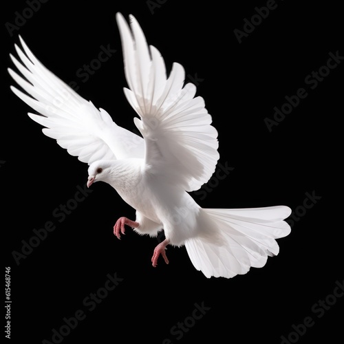Flight of Freedom: The Majestic Wingspan of a Peaceful Dove in Flight, generative ai © nishihata