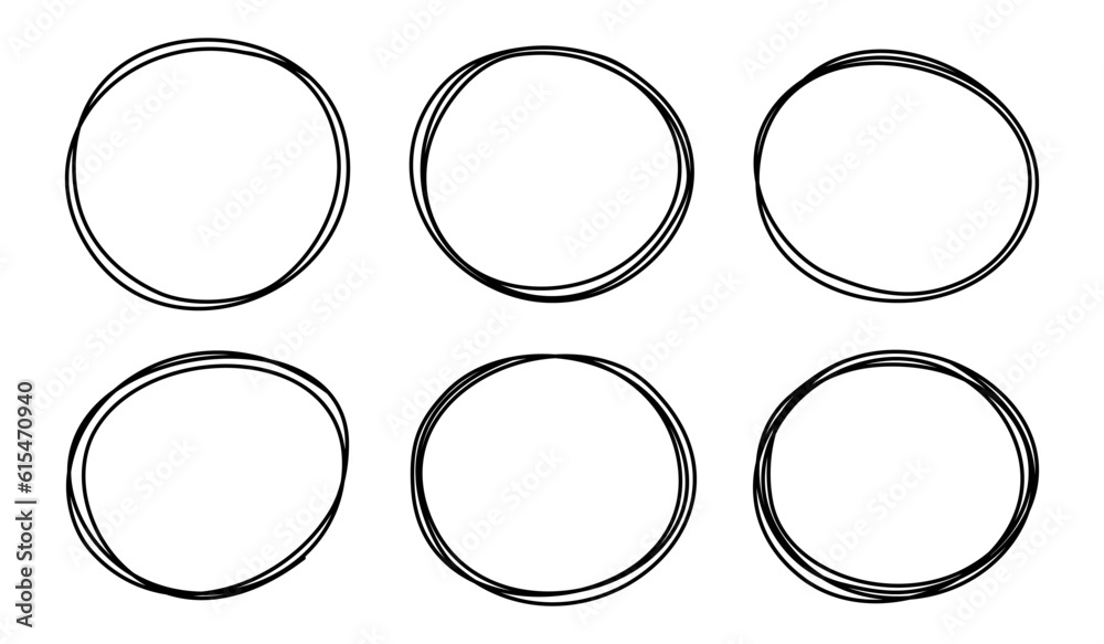 Set of Circle Shape Hand Drawn Frame Round Curve Vector Editable Stroke Line. Art Element Decoration Design Speech Button on Transparent Background Set of Circle Shape Hand Drawn Frame Round Curve Vector Editable Stroke Line. Art Element Decoration Design Speech Button on Transparent Background