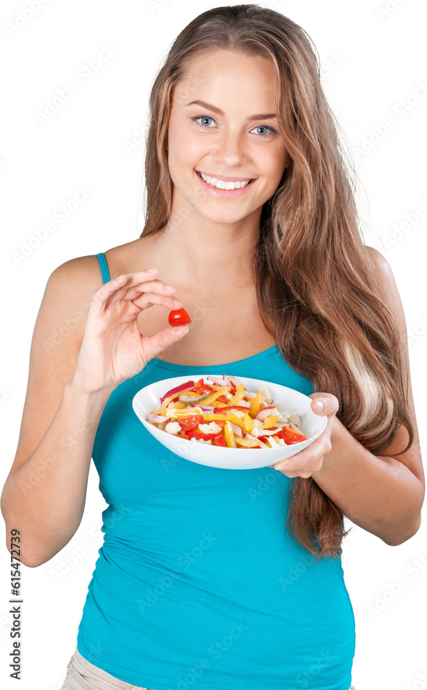 Portrait of a Woman Eating Vegetables Portrait of a Woman Eating Vegetables