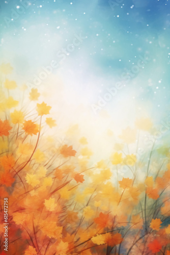 A blurred autumn, windy sky abstract background with bokeh glow, Illustration. AI generative © SANGHYUN