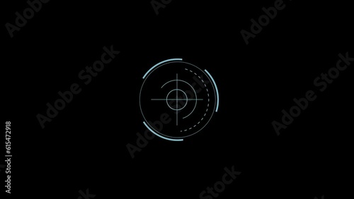 PNG Alpha.Circle HUD technological futuristic elements.Sci-Fi circle elements appearing and disappearing within 1min.Technological HUD template.2D Texture for broadcast future design. photo