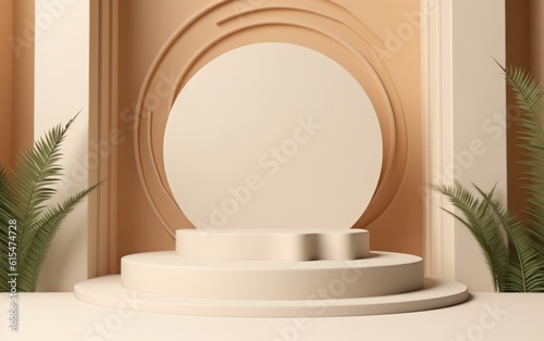 Podium in abstract cream color composition for product presentation