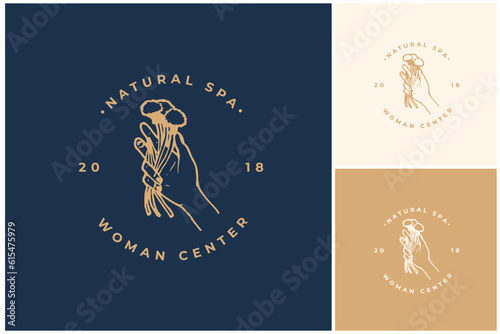 Hand Drawn Logo dedisgn, Bauty logo, Floral logo, Minimal logo, hand drawn illustration, logo elements, hand logo, flower emblem