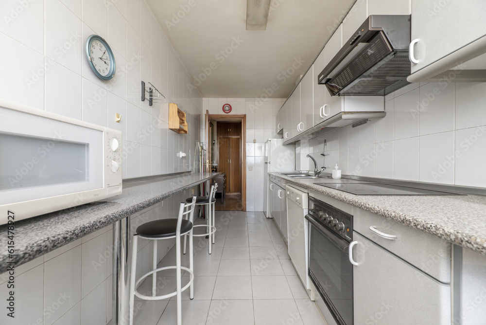 elongated kitchen with cabinets on one side with similar granite elongated kitchen with cabinets on one side with similar granite