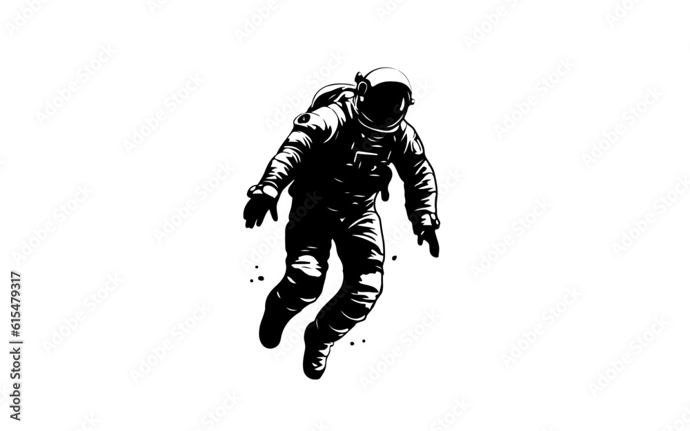 Astronaut floating shape isolated illustration with black and white style for template. Astronaut floating shape isolated illustration with black and white style for template.