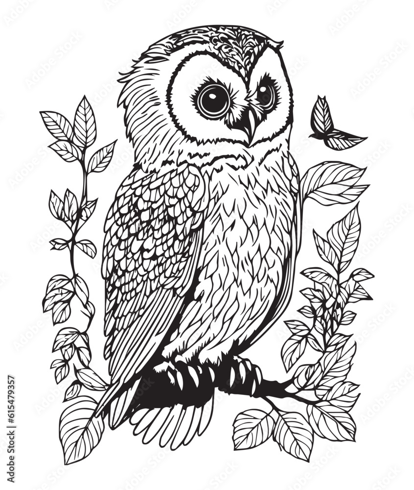 Owl coloring page cute owl coloring page for kids and adults mid