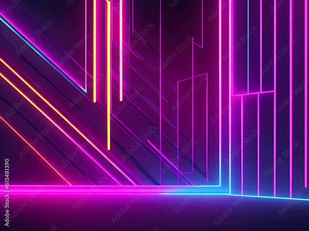 3d Rendering, abstract neon background