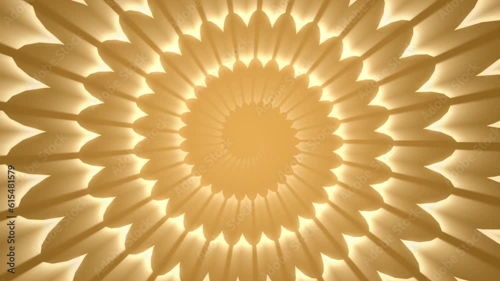 Abstract Yellow Mandala Radial Floral Background