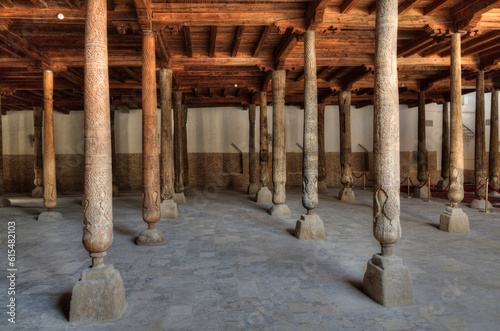 Interior of Juma Mosque in Ichon Qala, a UNESCO World Heritage Site; Khiva, Uzbekistan photo