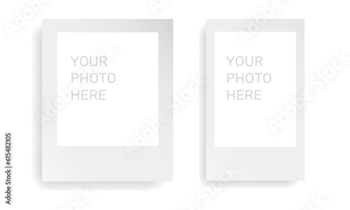 Realistic polaroid photo frames. Empty photo frame mockup with shadow. Vintage card. Vector illustration isolated on white background