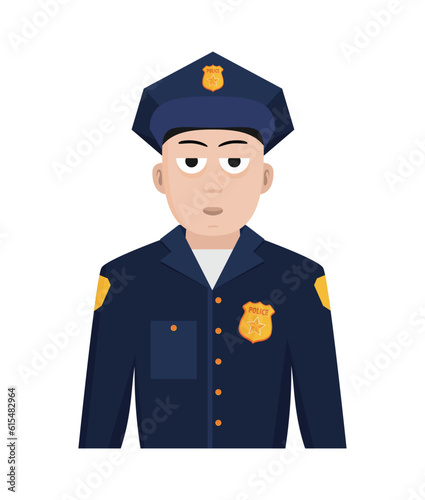 Police officer avatar illustration. Trendy policeman icon in flat style.