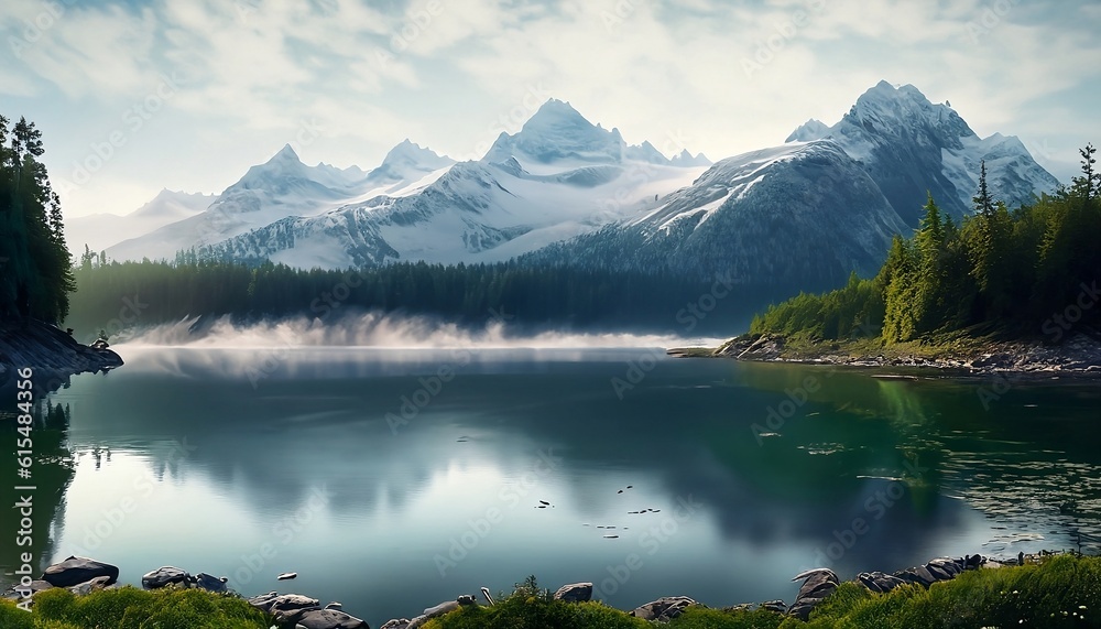 lake in the mountains, Generative AI