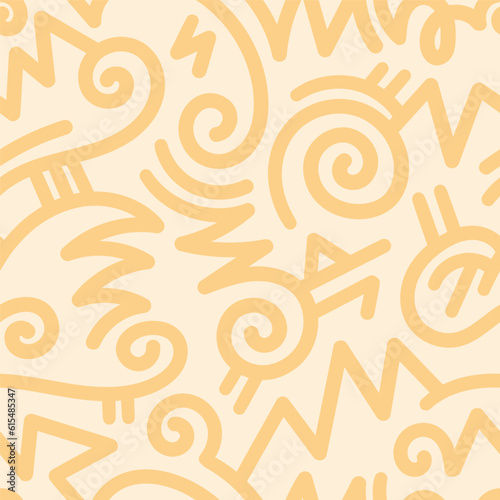 Wallpaper Mural Seamless abstract pattern on orange background. Vector doodle image. Graphic linear wallpaper. Torontodigital.ca