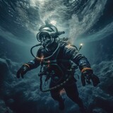 Man explores the depths of the ocean