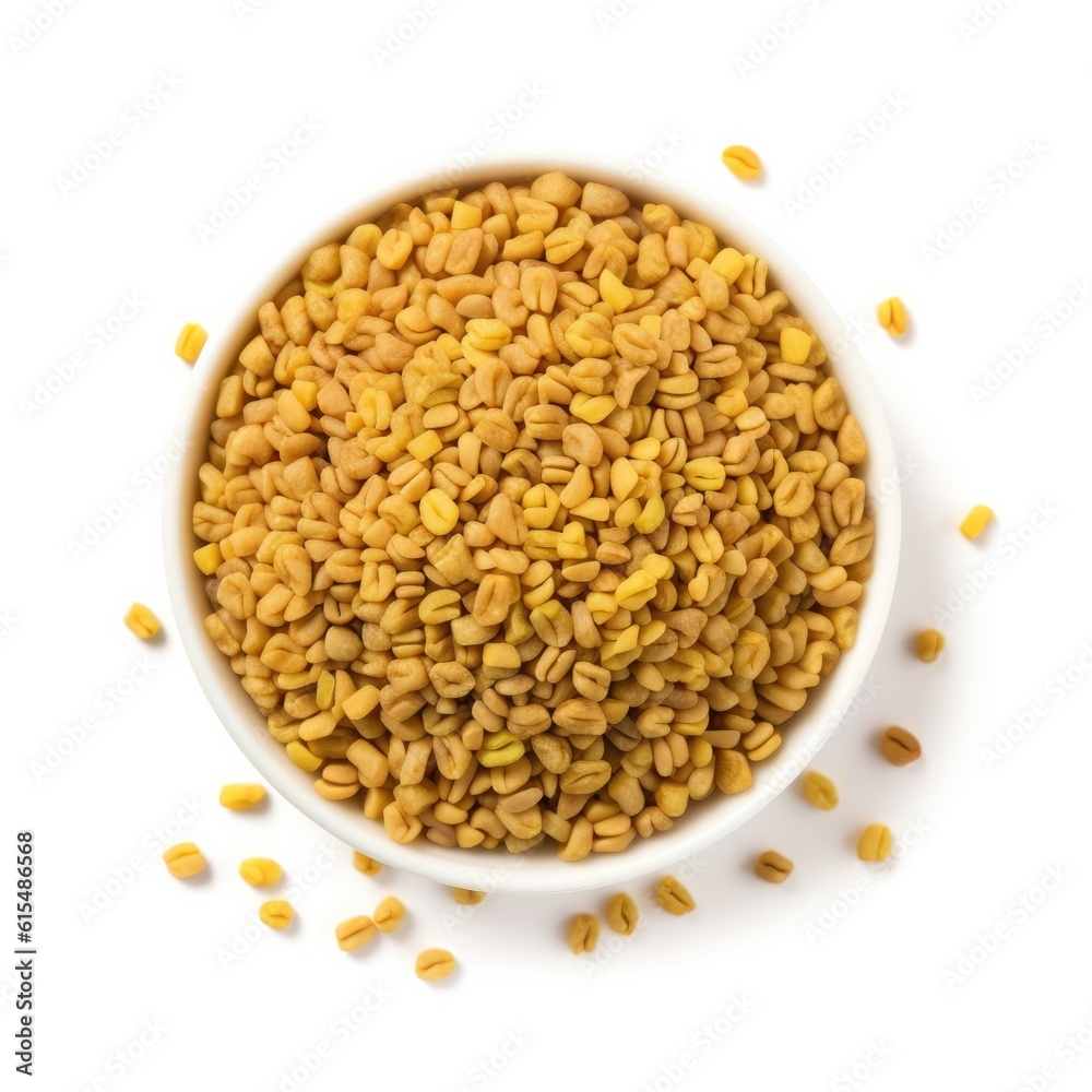 Fenugreek seeds isolated on white background. Generative AI Fenugreek seeds isolated on white background. Generative AI