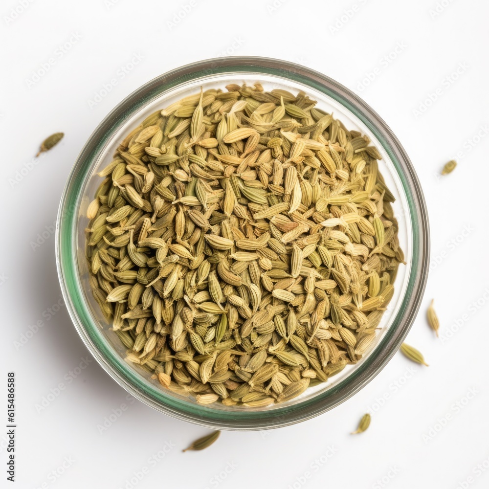 Fennel seeds isolated on white background. Generative AI