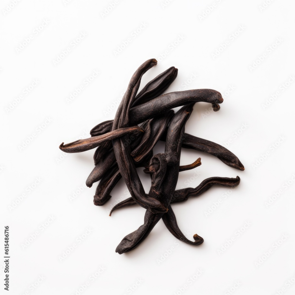 Vanilla beans isolated on white background. Generative AI Vanilla beans isolated on white background. Generative AI