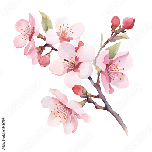 Beautiful water color sakura cherry blossom clip art png no background