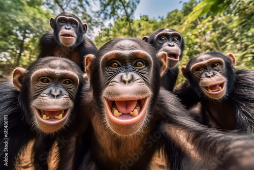  funny Chimpanzee making selfie looking at the camera ai generated art  © mihail