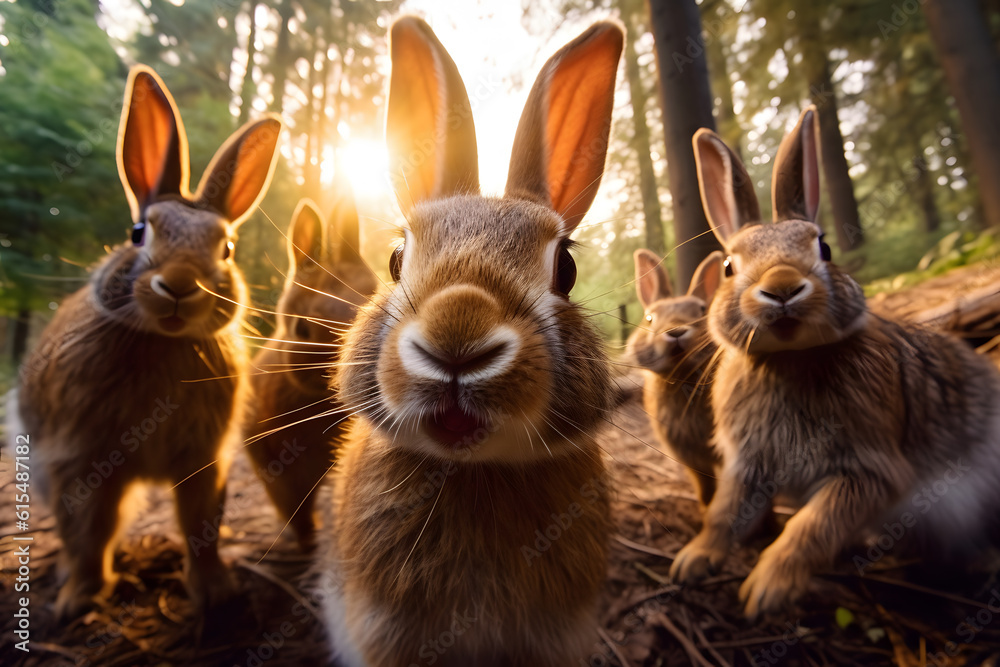 funny rabbits making selfie ai generated art Stock Photo | Adobe Stock