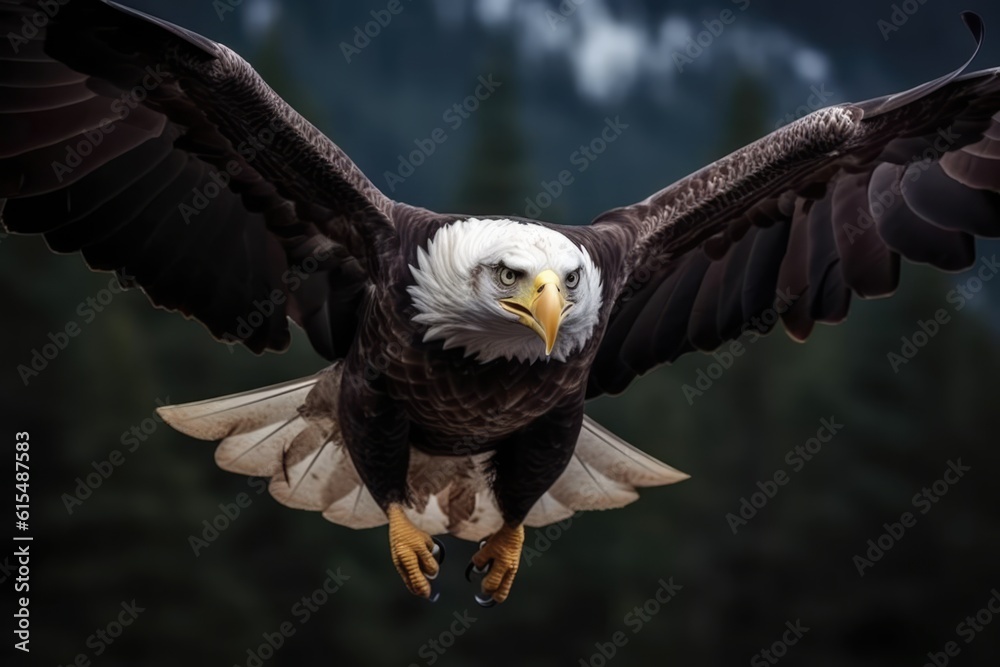 Obraz premium Flying Bald Eagle