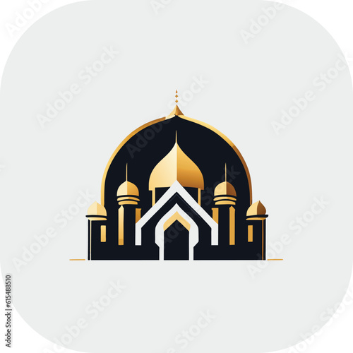 Modern mosque logo symbol or icon template, Mosque Leaf Creative Islamic logo design template, logo with a minimalist style.