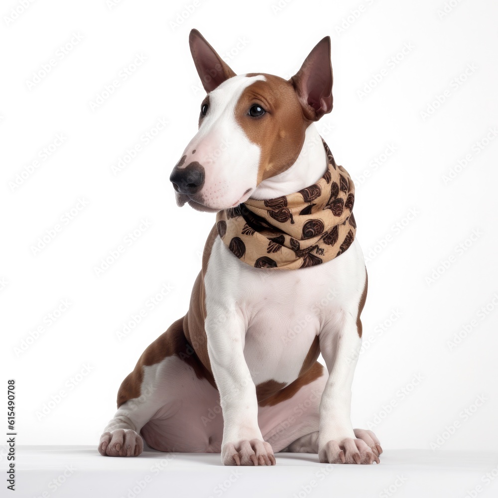 Bull Terrier dog isolated on white background. Generative AI