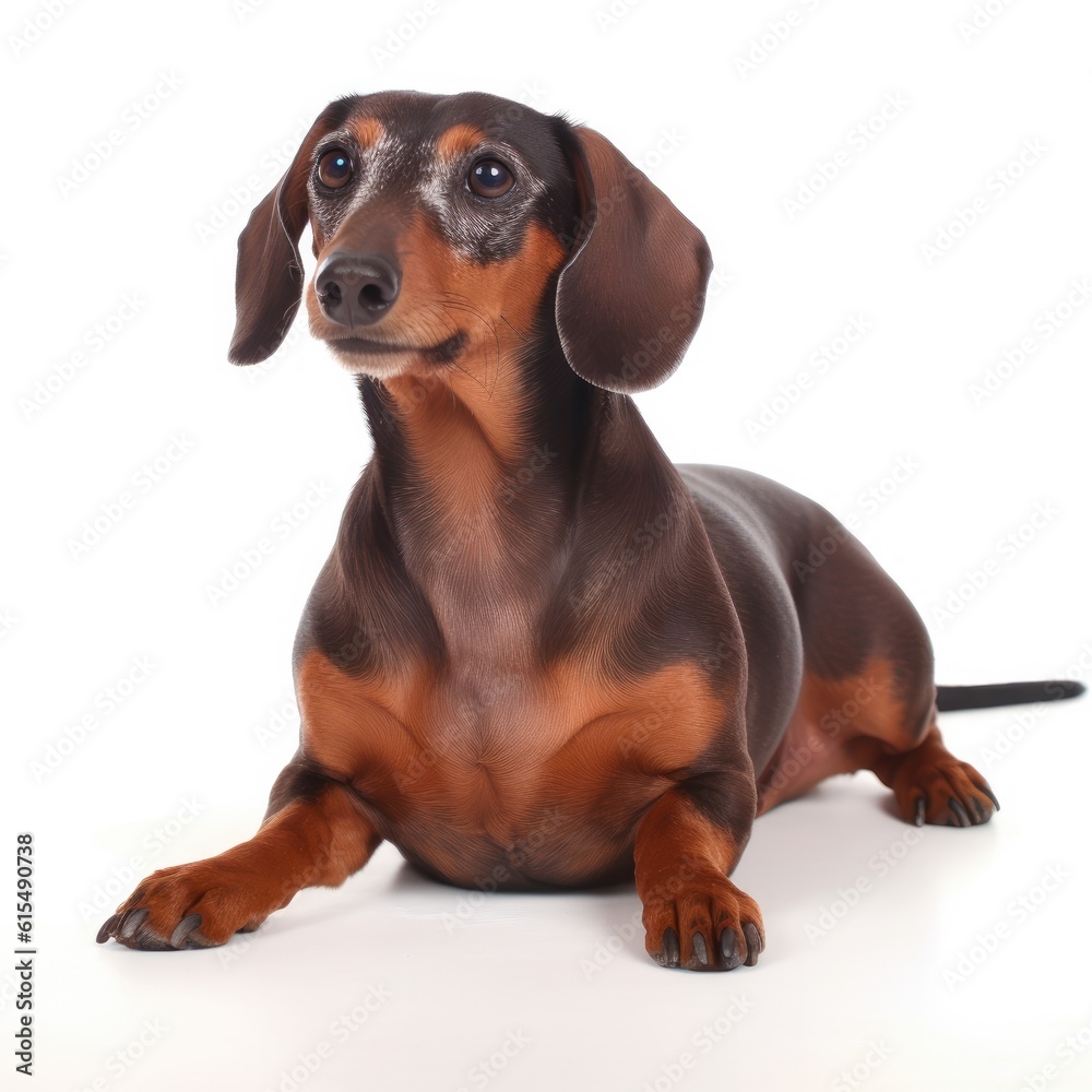 Dachshund dog isolated on white background. Generative AI Dachshund dog isolated on white background. Generative AI
