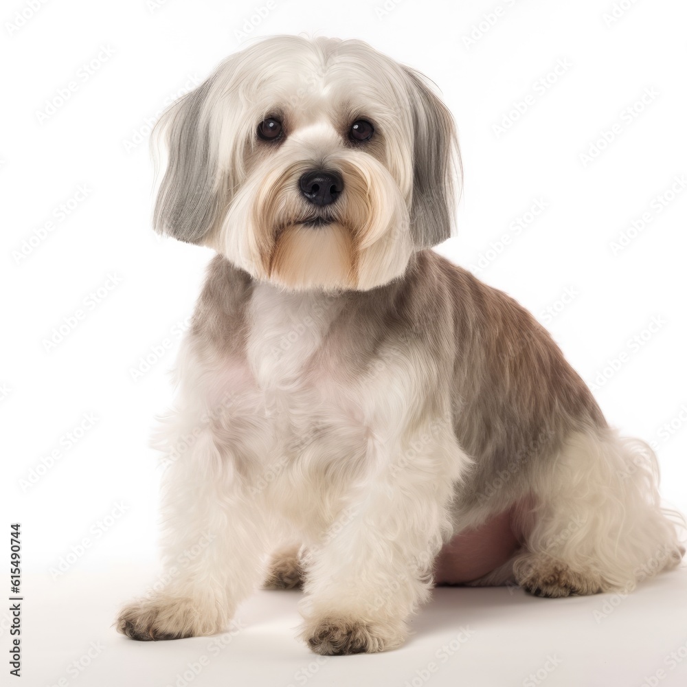 Dandie Dinmont Terrier dog isolated on white background. Generative AI