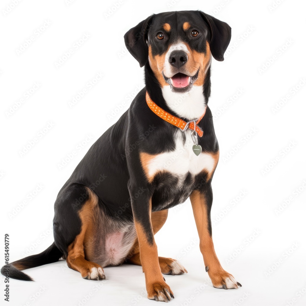 Entlebucher Mountain Dog dog isolated on white background. Generative AI