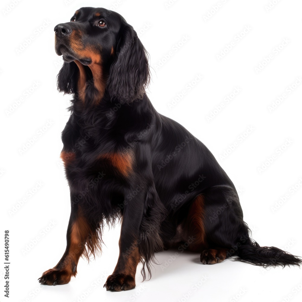 Gordon Setter dog isolated on white background. Generative AI