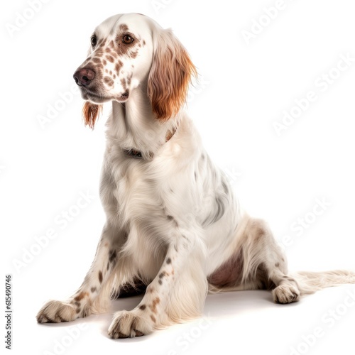 English Setter dog isolated on white background. Generative AI