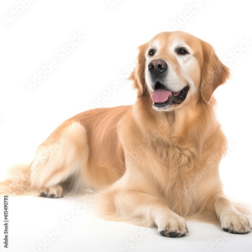 Golden Retriever dog isolated on white background. Generative AI