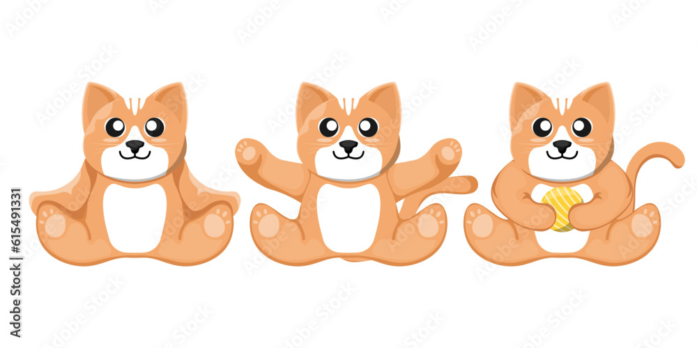 Obraz premium Cartoon doll cat for kids on isolated background, Vector illustration.