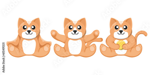 Cartoon doll cat for kids on isolated background, Vector illustration.