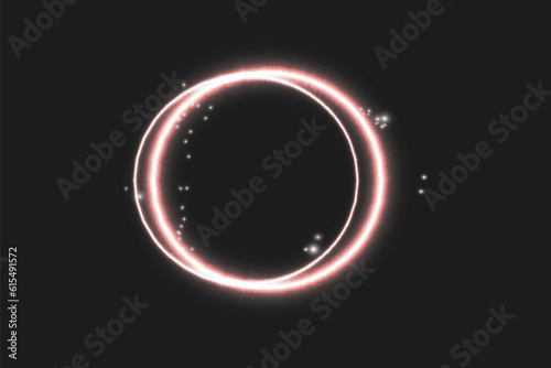 Round shiny frame background with light bursts. Technology background. Vector eps10. Red round