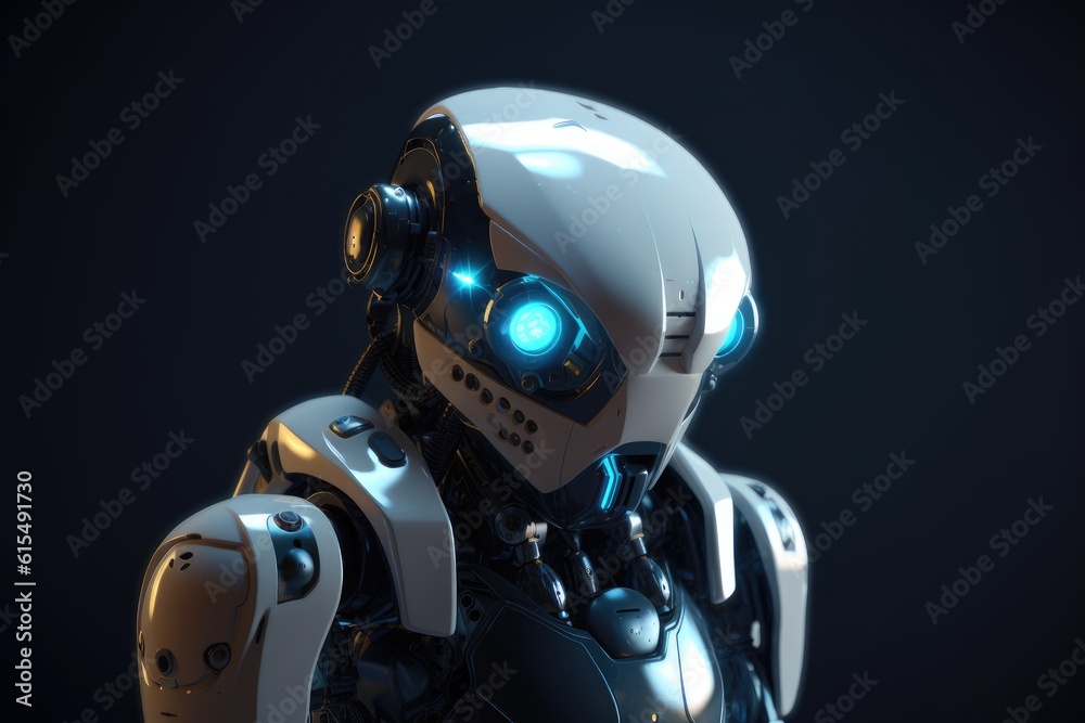 Humanoid Sci-Fi Cyborg Robot Portrait generative AI. Humanoid Sci-Fi Cyborg Robot Portrait generative AI.