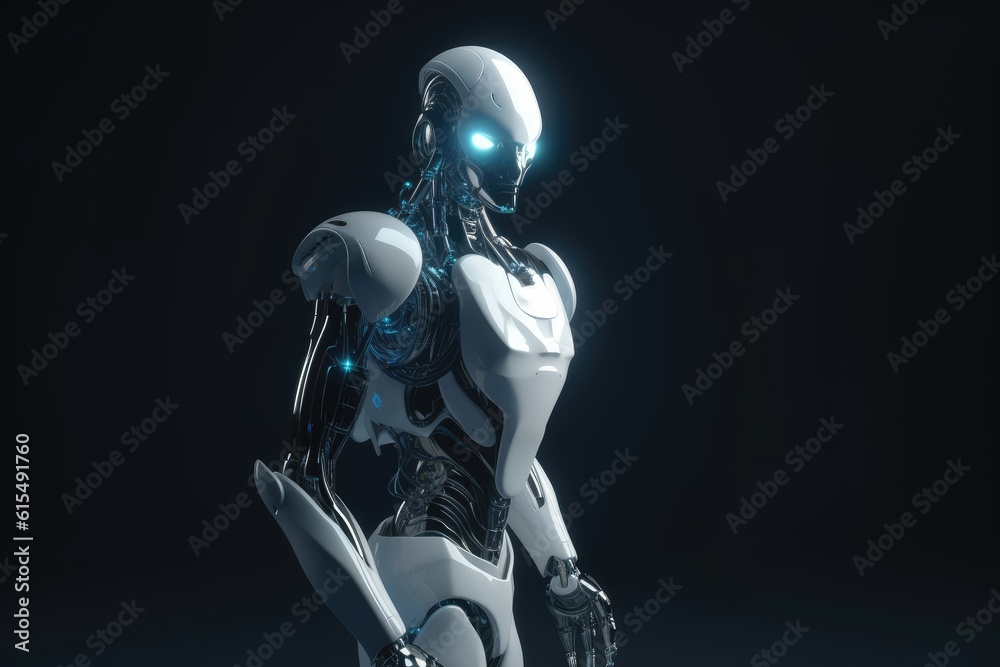 Humanoid Sci-Fi Cyborg Robot Portrait generative AI. Humanoid Sci-Fi Cyborg Robot Portrait generative AI.