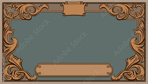 Ornamental vector frame in baroque style. Elegant frame with decorative elements and subtle vintage shapes
 photo