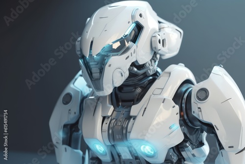 Humanoid Sci-Fi Cyborg Robot Portrait generative AI.