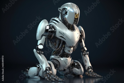 Humanoid Sci-Fi Cyborg Robot Portrait generative AI.